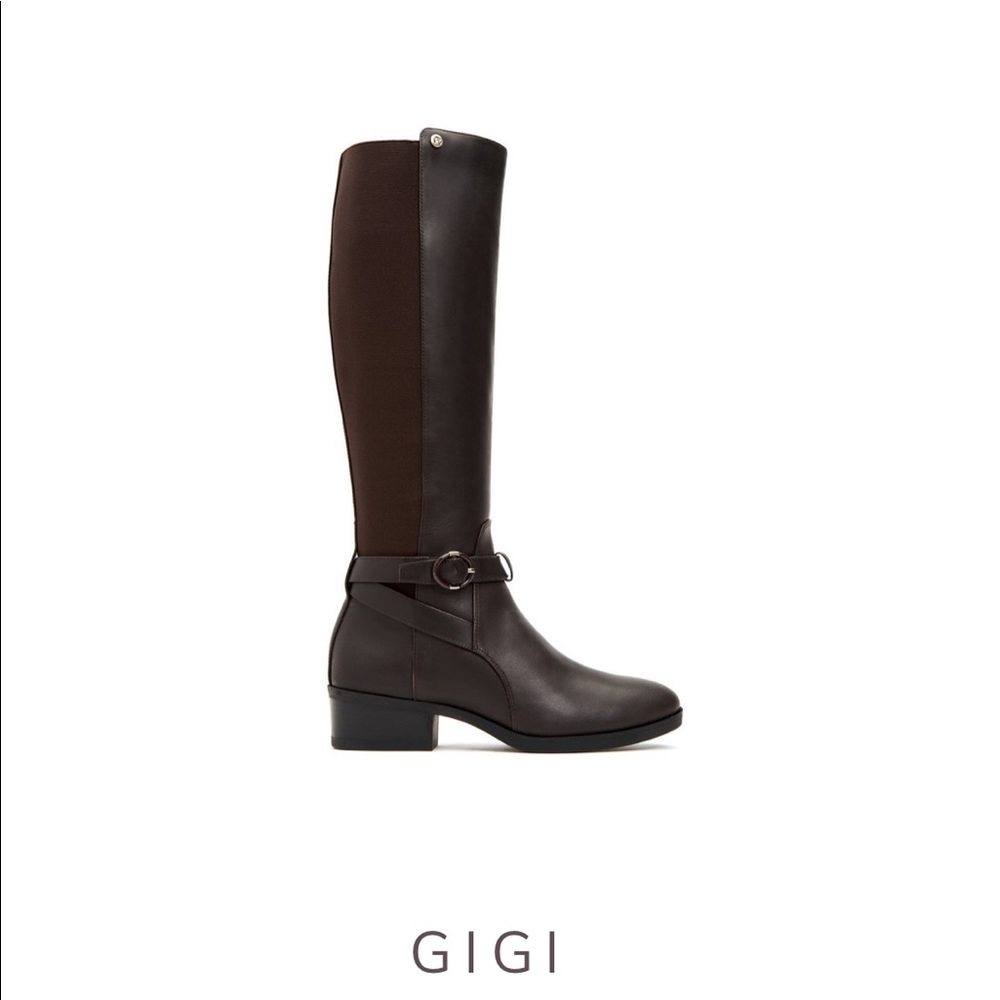 Taryn Rose Gigi knee high black leather boots